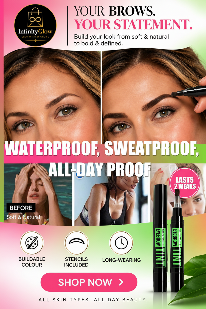 Lifestyle image showing brows staying perfect through swimming, gym, and rain..