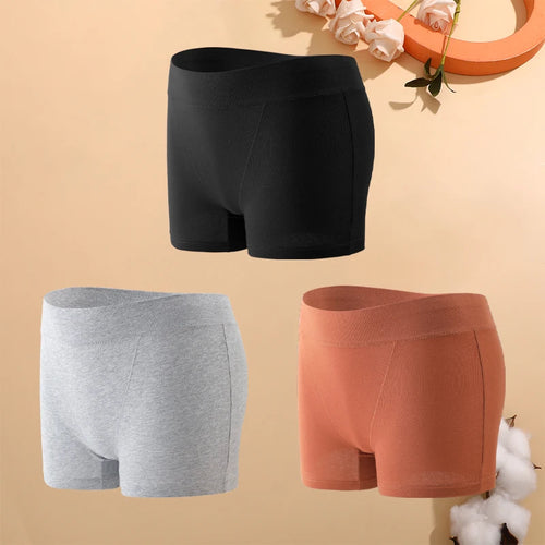 3Pcs Cotton Seamless Boyshorts Women's Sexy Low-Waist Safety Pants