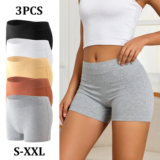 3Pcs Cotton Seamless Boyshorts Women's Sexy Low-Waist Safety Pants