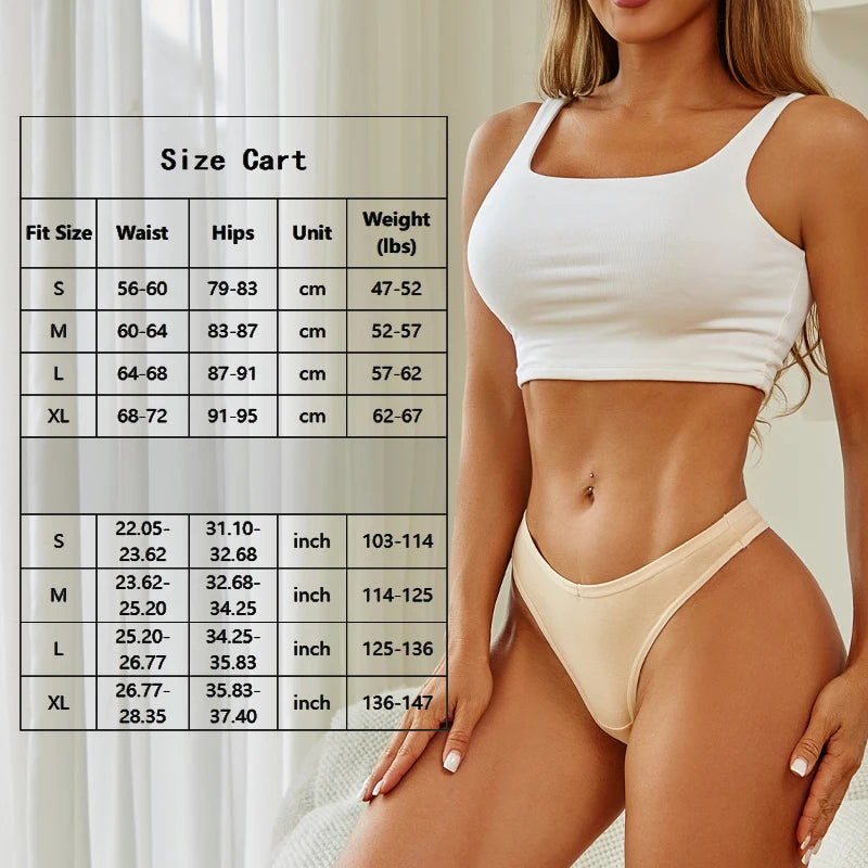 4PCS/Set Cotton Panties for Women Sexy Low Rise G-String Thongs