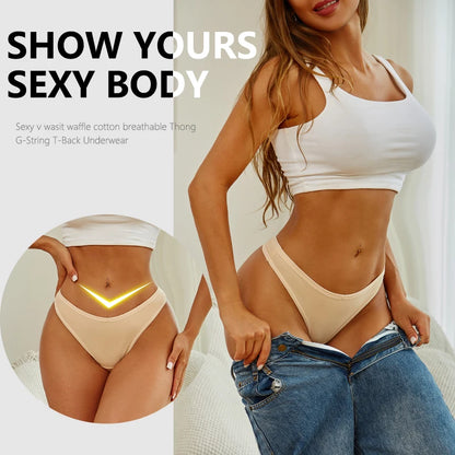 4PCS/Set Cotton Panties for Women Sexy Low Rise G-String Thongs