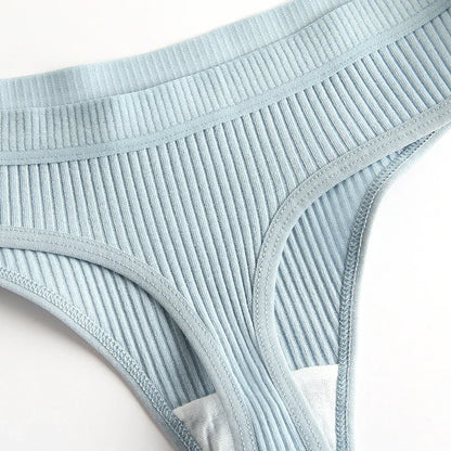 4Pcs Women's Panties G-Strings Set Fashion New Striped Soft Cotton