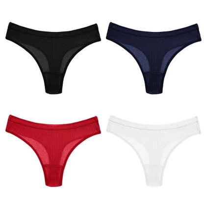 4Pcs Women's Panties G-Strings Set Fashion New Striped Soft Cotton