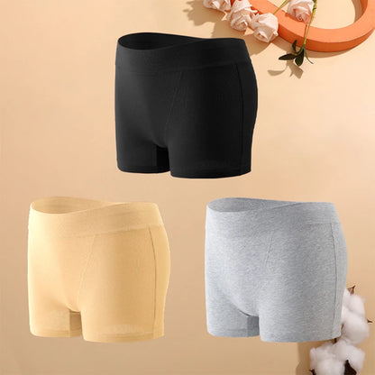 3Pcs Cotton Seamless Boyshorts Women's Sexy Low-Waist Safety Pants