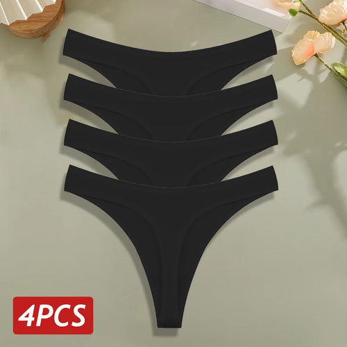 4PCS/Set Cotton Panties for Women Sexy Low Rise G-String Thongs