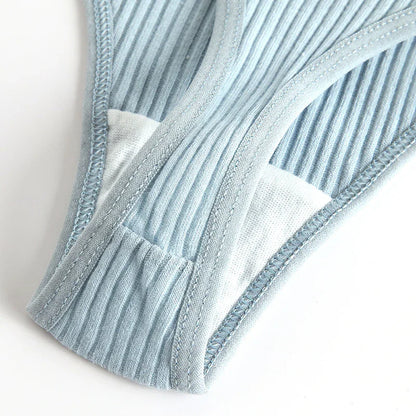 4Pcs Women's Panties G-Strings Set Fashion New Striped Soft Cotton