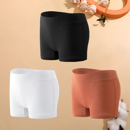 3Pcs Cotton Seamless Boyshorts Women's Sexy Low-Waist Safety Pants