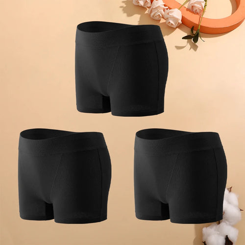 3Pcs Cotton Seamless Boyshorts Women's Sexy Low-Waist Safety Pants