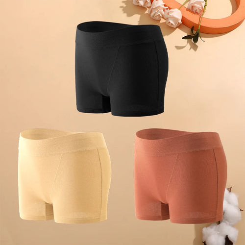 3Pcs Cotton Seamless Boyshorts Women's Sexy Low-Waist Safety Pants