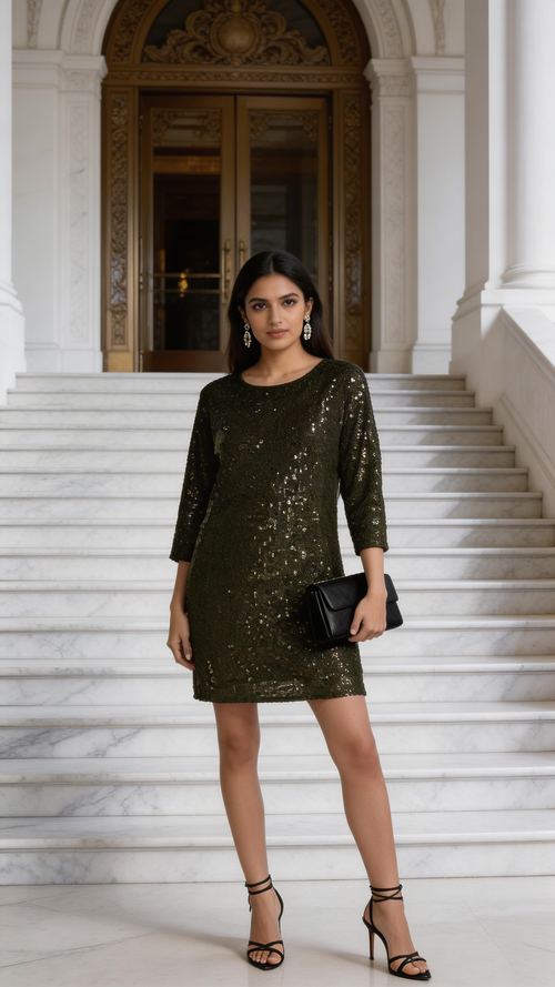 Vince Camuto Sparkle & Shine Sequin Dolman Shift Dress