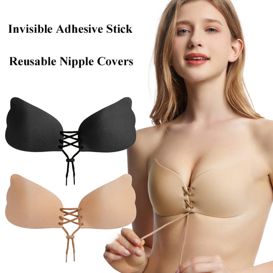 Women Self-Adhesive Silicone Strapless Bandage Bra Front Closure Invisible Sexy Push Up Bras